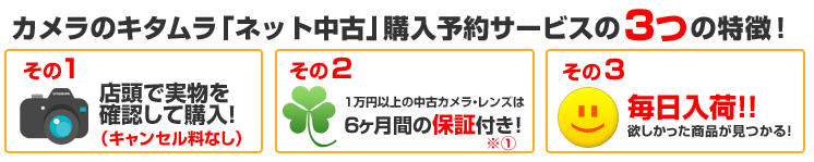 カメラのキタムラ「ネット中古」購入予約サービスの３つの特典