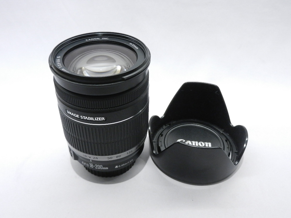 免税店 Canon EFS 18-200mm 3.5-5.6 IS レンズフード付き - カメラ